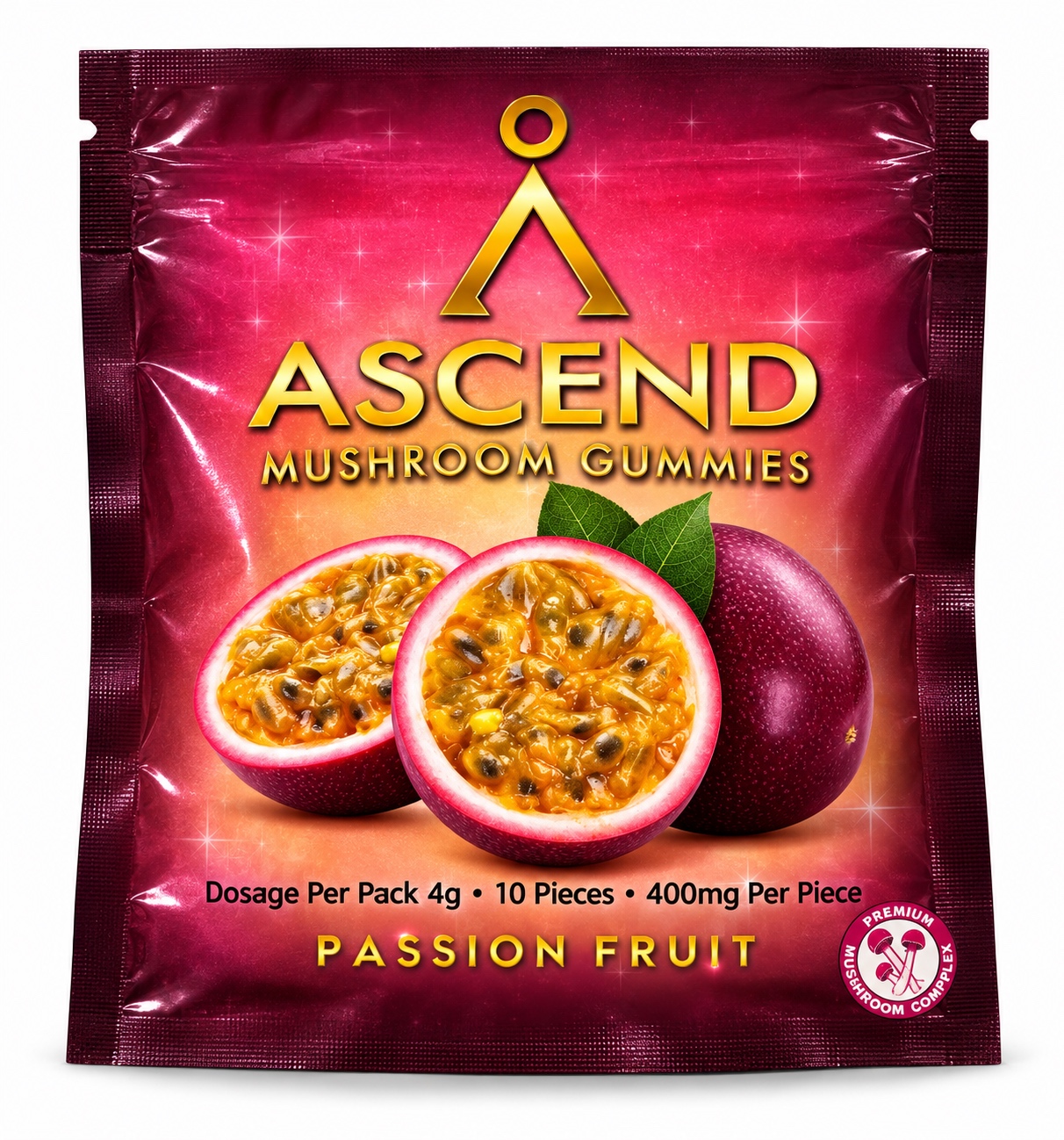 Ascend Passion Fruit Mushroom Gummies 4 grams