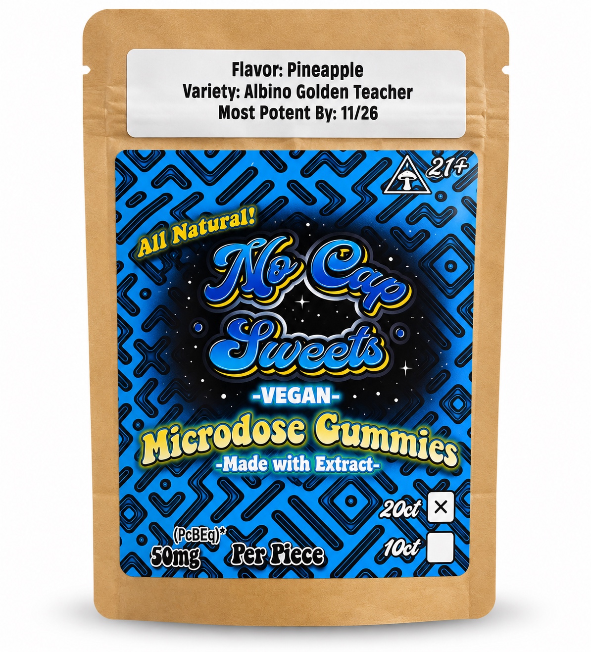 No Cap Sweet Microdose Gummies Pineapple 1g Gummies